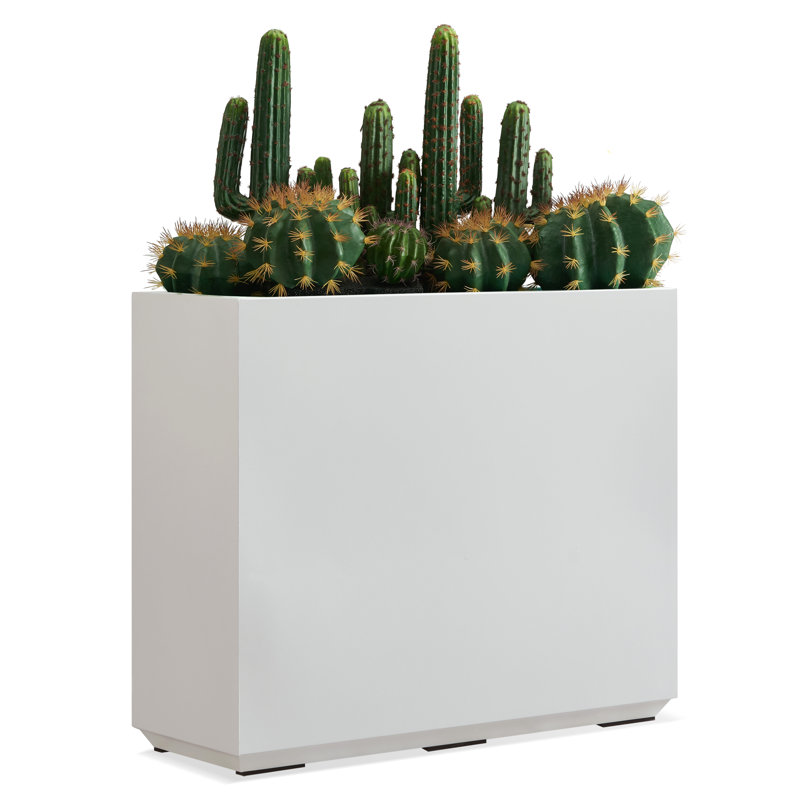 Metal Planter Box Black, 24.02" H x 30" W x 9.84" D, White