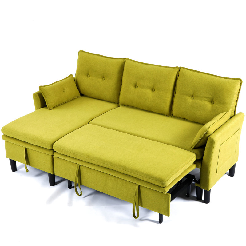 Méridienne en coton réversible, respirante et spacieuse avec rangement en coton pour les espaces de détente des appartements de bureau avec compartiment en tissu, idéal pour les petits espaces