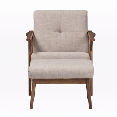 Kiger Mid-Century Modern Wood Tufted Lounge Chair And Ottoman Set