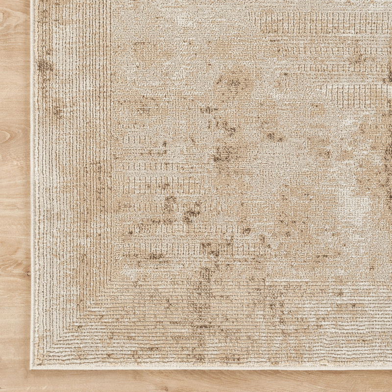 Brook Beige & Brown Abstract High-Low Modern Rug, 2'2" x 6'0", Beige/Brown