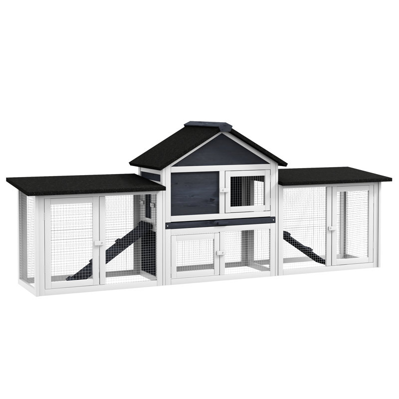 Grande cabane pour lapins d'extérieur gris foncé 80,66 po avec accès