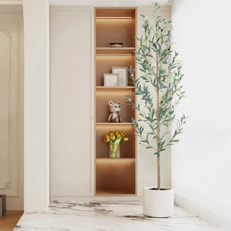82" Artificial Tall Olive Tree With Pot, 82 (in) x 7 (in)