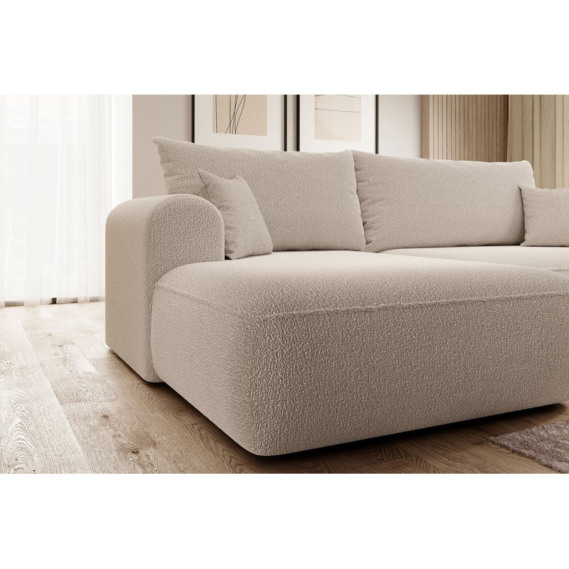 4 Seater Boucle Sofa Bed, Left Hand Facing, Cream