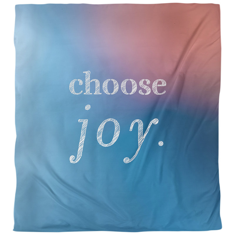 Housse de couette simple choose joy quot, Housse de couette pour grand lit, Bleu / rose
