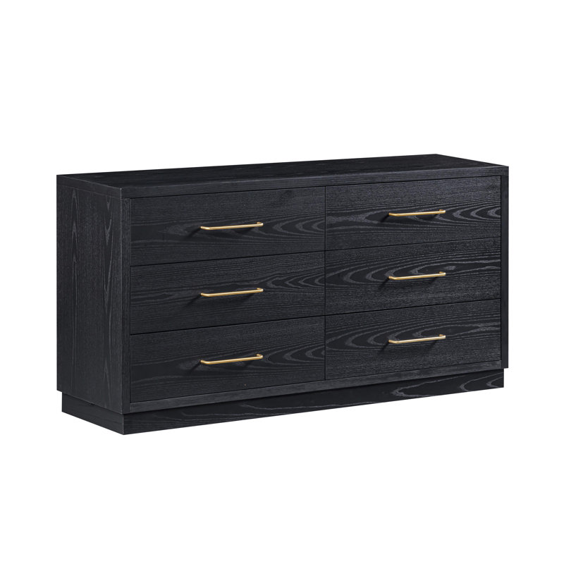 Commode en bois naturel Marlow, Noir, noir, noir, noir