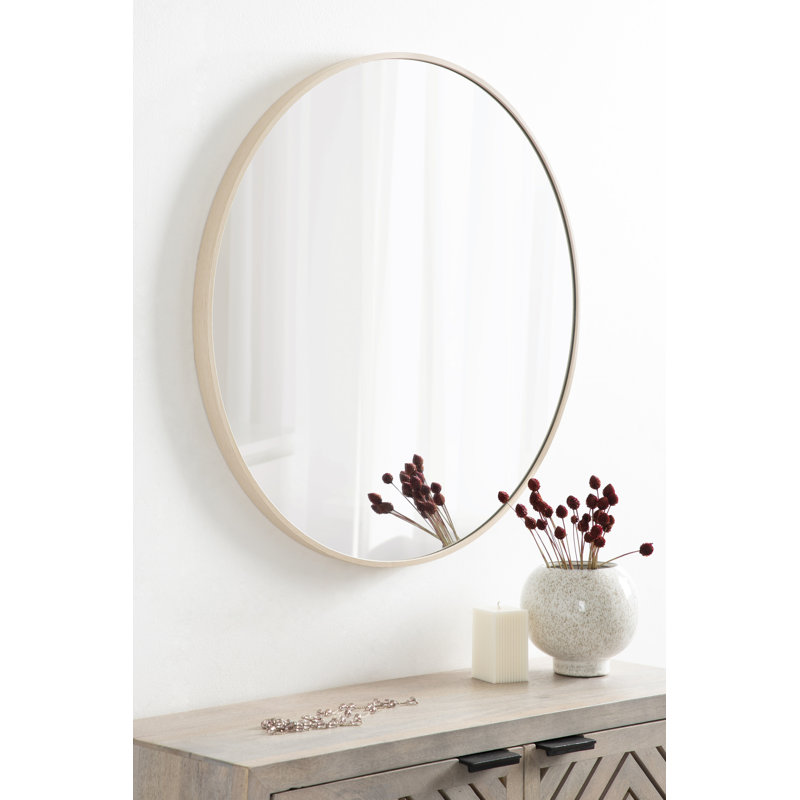 Miroir rond en métal Anacleta, 24 po x 24 po, Naturel