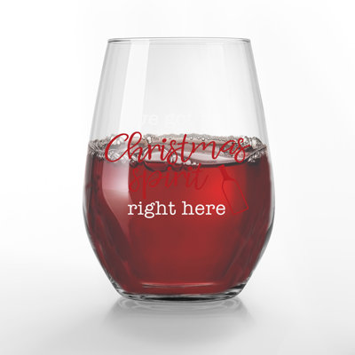 Christmas Spirit Printed Stemless Wine Glass