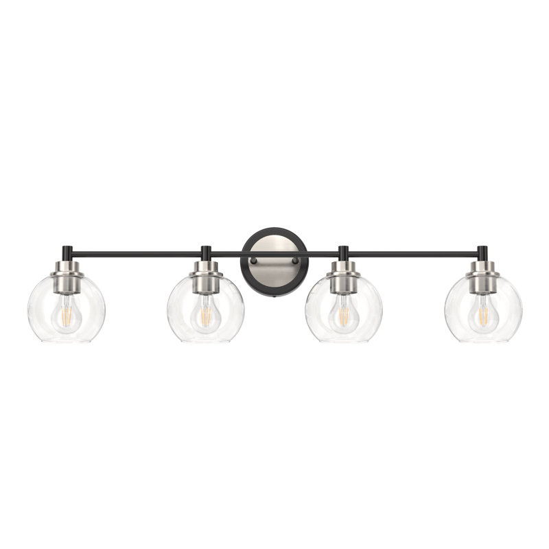 Éclairage pour meuble-lavabo Shelburn, Noir mat/nickel brossé, 4