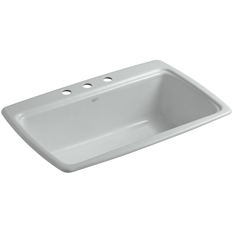 Cape Dory® 33" L x 22" W x 9-5/8" Top-Mount Single-Bowl Kitchen Sink, Ice Gray, 3 Hole