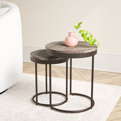 Rolf Marble Top Nesting End Table (Set of 2)
