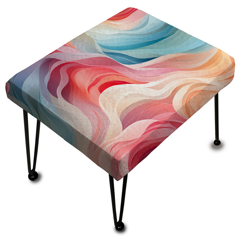 Mirage coloré avec lignes courbes et repose-pieds rectangulaire abstrait