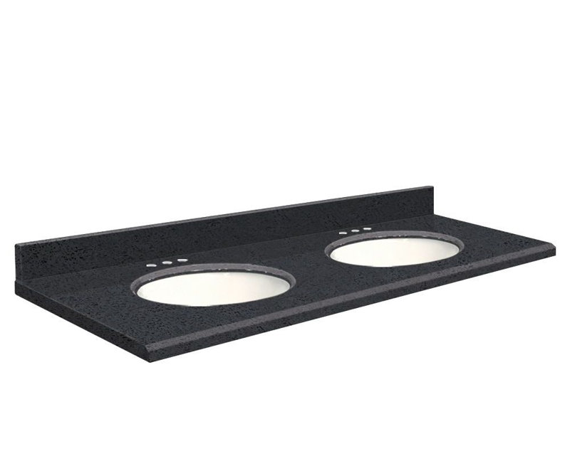 Plateau de salle de bain double 61 po meuble-lavabo, Blanc, Luxe noir, Monotrou