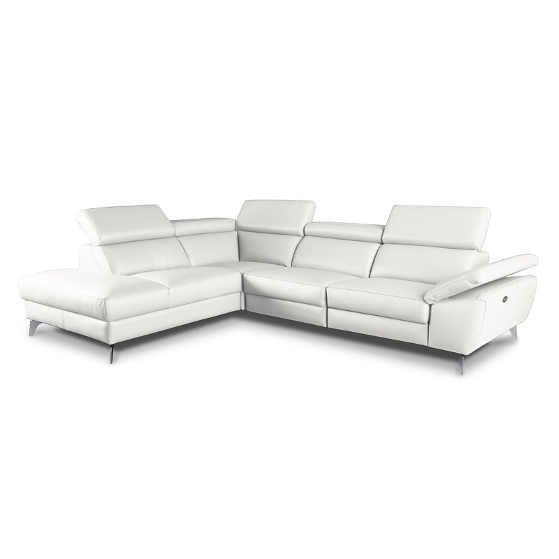 La Crosse Genuine Leather Corner Sofa, Left Hand Facing, Cream