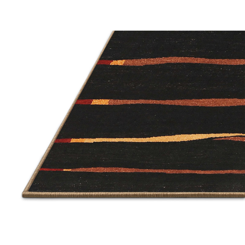 Tapis contemporain noir / jaune, Rectangle 2 pi x 3 pi