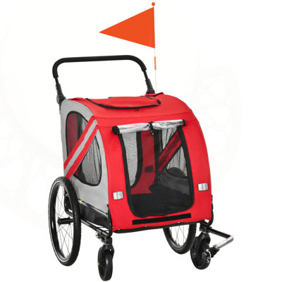 2-in-1 Pet Bike Trailer and Stroller for Small Dogs, Weather-Resistant and Highly Visible