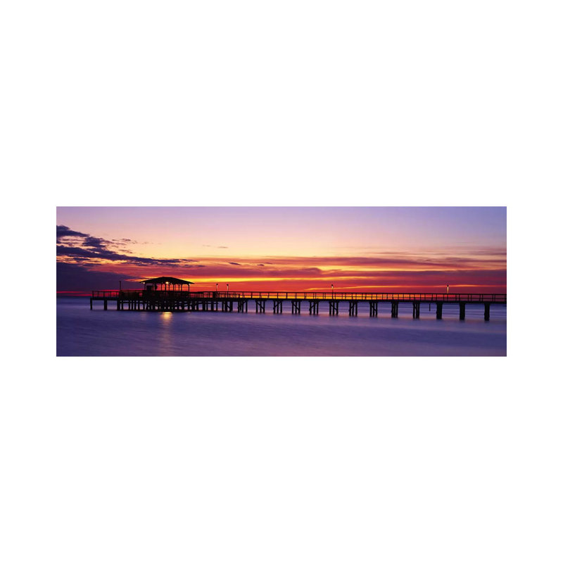 Sunset Mobile Pier AL USA by Panoramic Images - Wrapped Canvas Panoramic Print, 152.4 cm H x 50.8 cm W x 1.91 cm D