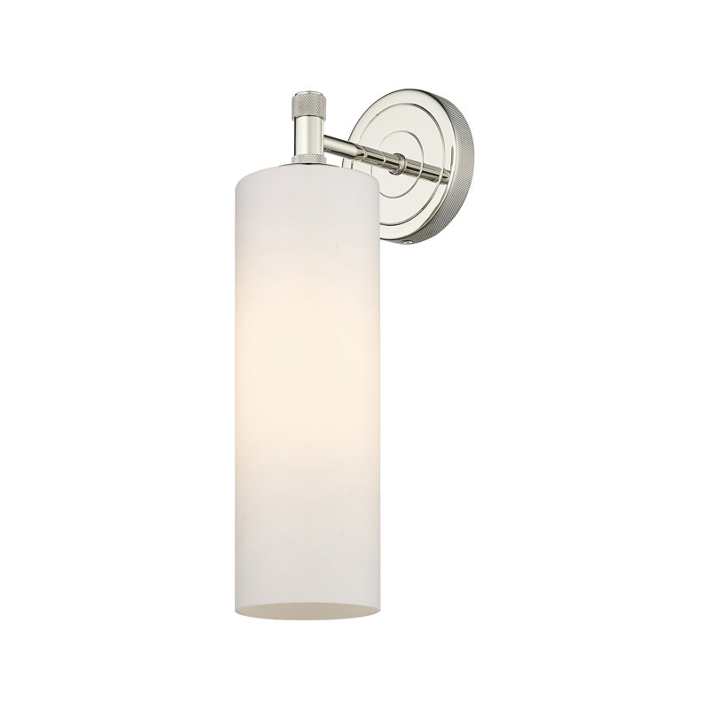 Applique murale 1 lumière Crown Point, H 15,5 po x l 3,88 po x P 6,5 po, Blanc mat, Nickel poli