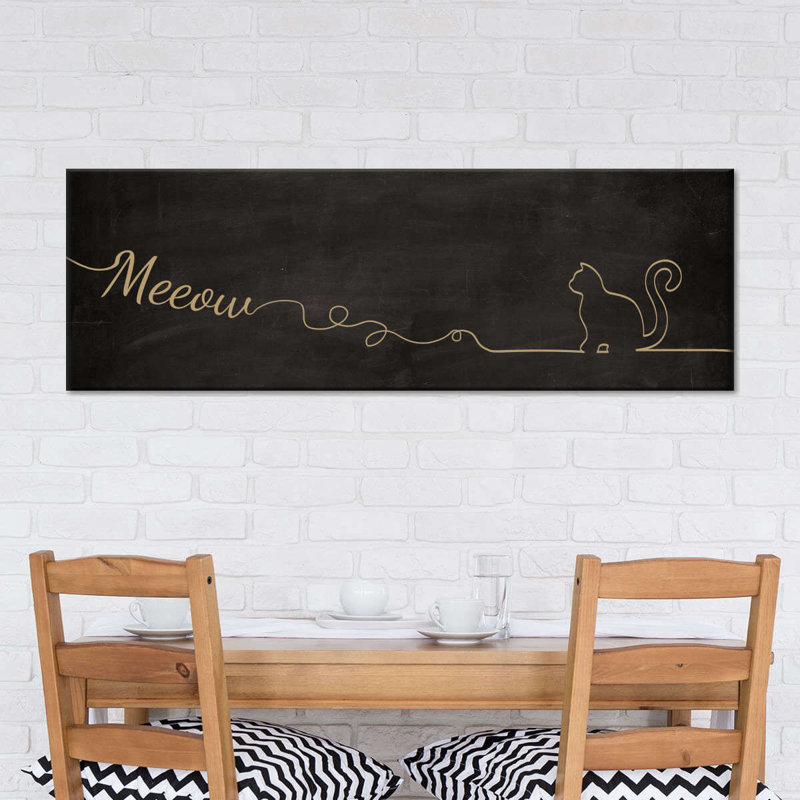 Chat Meow sur toile, H 12 po x l 36 po x P 1,25 po