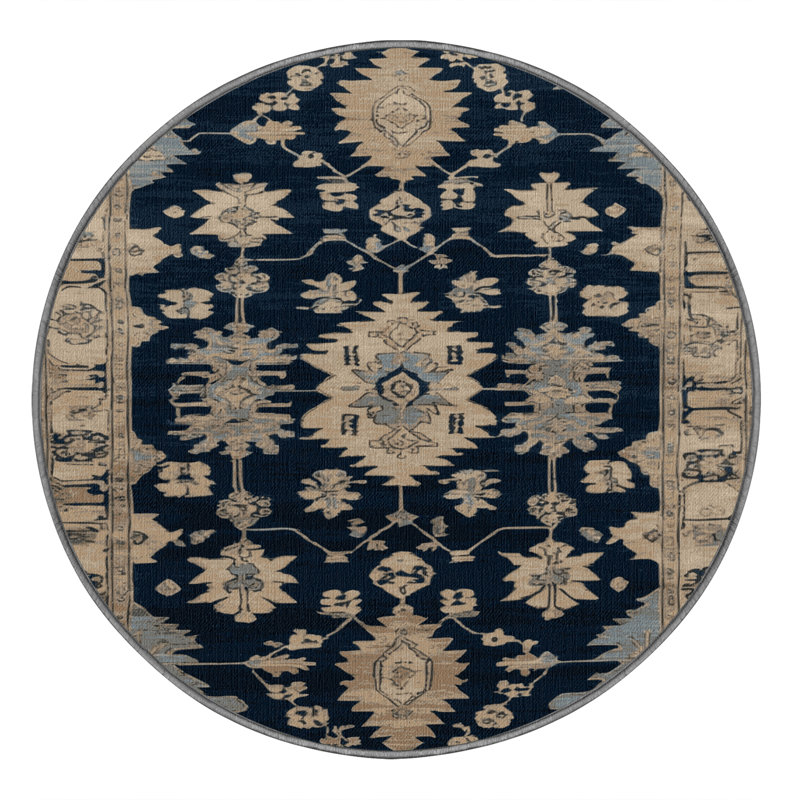 Tapis gris lavable à la machine, Rond 4 pi