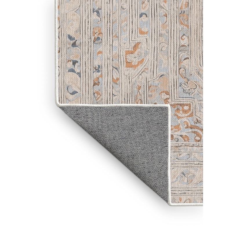 Machine Washable Beige Area Rug, Rectangle 4' x 6'