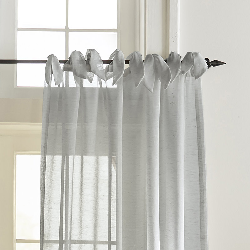 Dupre Linen Blend Sheer Single Curtain Panel, 52" W x 95" L, Dusty Blue