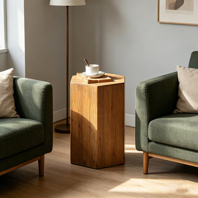 Square Natural Wood Side Table