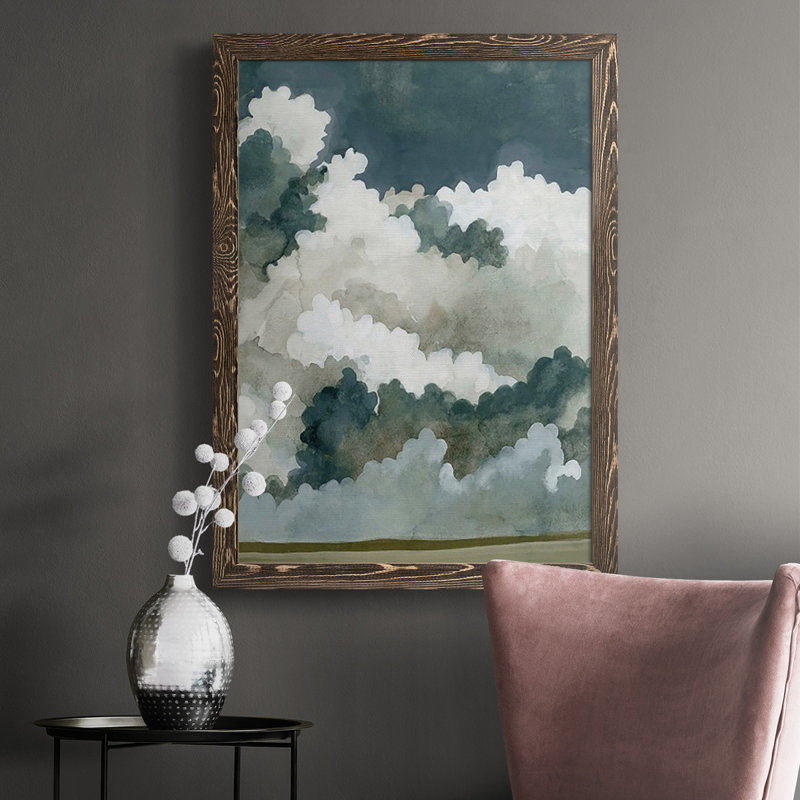 «Vast Neutral Sky II», toile encadrée de qualité supérieure - prête à être accrochée, H 37,5 po x l 27,5 po x P 1 po, Noyer