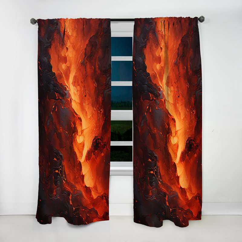 Reggio Molten Muse Fiery Flame II - Modern Curtain - Velvet Room Darkening - 1 panel, 52" W x 63" L