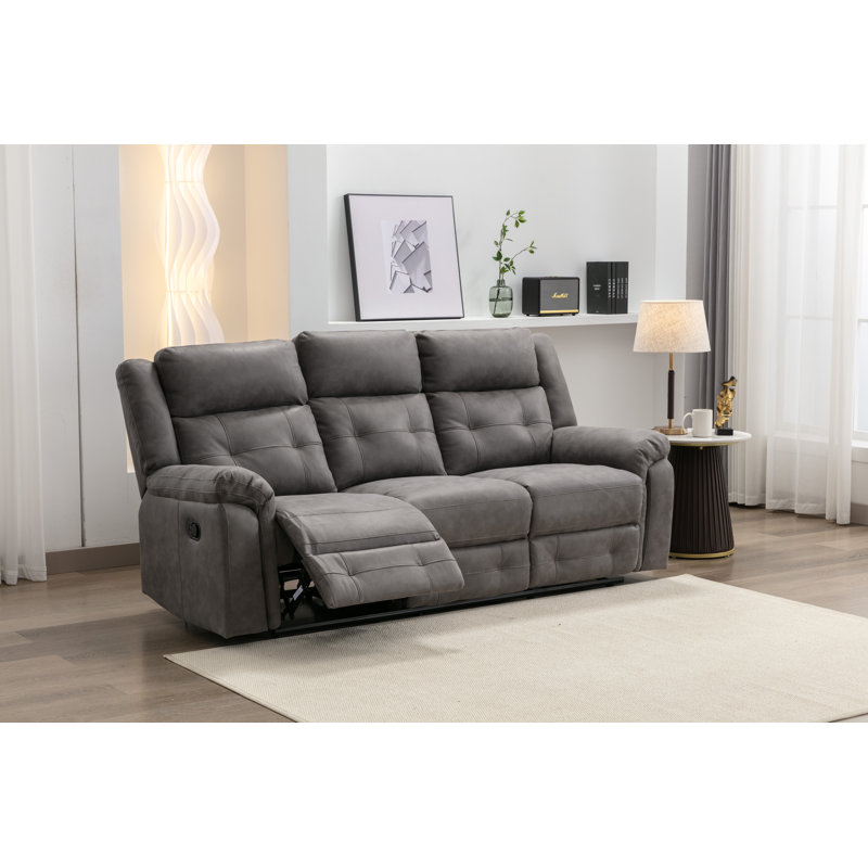 Bonachea 3 Seater Reclining Sofa, Dark Grey