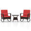 Ensemble de chaises berçantes d'extérieur en rotin 3 pièces avec table basse en verre trempé-1280106528