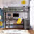  Loft Bed with Built-in Desk and Shelves, Multi-Functional Wooden Frame for Study and Storage-815052852