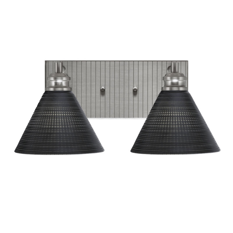 Éclairage pour meuble-lavabo à 2 lumières Jarred, Noir, Nickel brossé