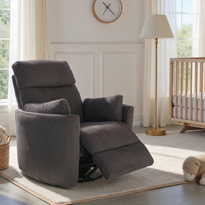 Power Recliner Chair Swivel Rocker Glider Recliner, Corduroy Nursery Recliner - Grey by Latitude Run