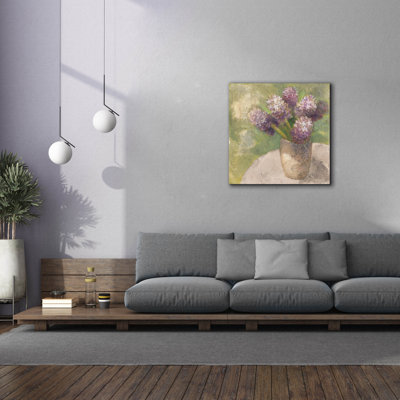 «Purple Hyacinths In Vase Green» par Albena Hristova, art mural sur toile