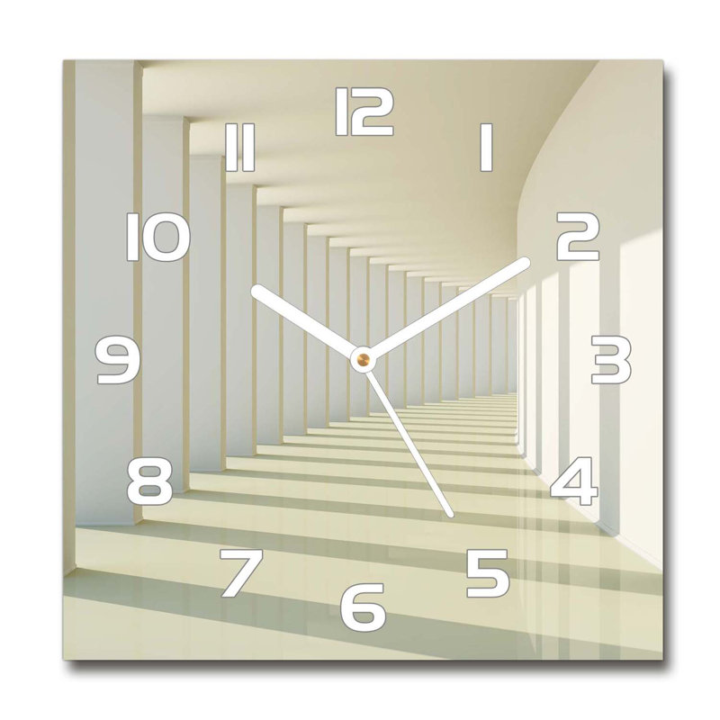 Hertis Glass Wall Clock, White/Beige
