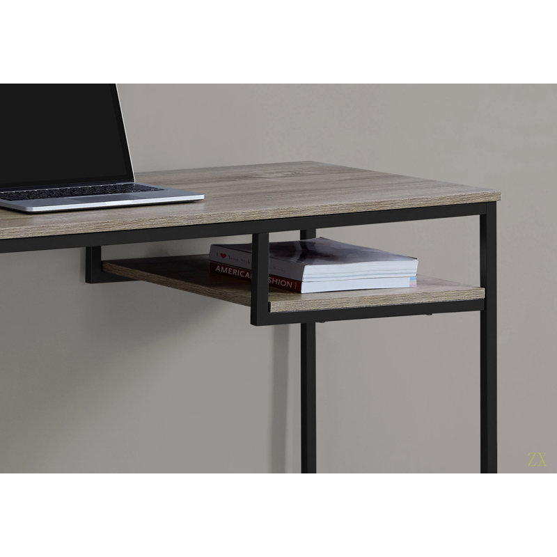 Bureau d'ordinateur, bureau personnel, ordinateur portable, L 48 po, stratifié de travail, métal, contemporain, moderne, Brun