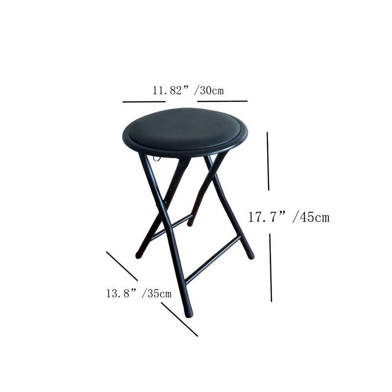 Paquet de 6 tabourets pliants noirs, tabourets d'intérieur portatifs à structure en acier peu encombrante avec siège en similicuir - Solution d'assise supplémentaire légère