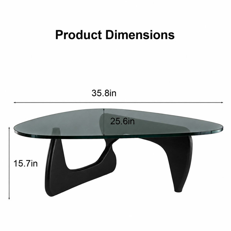 Table basse élégante en verre Mid-Century moderne pour espaces de vie polyvalents, Grey / Black