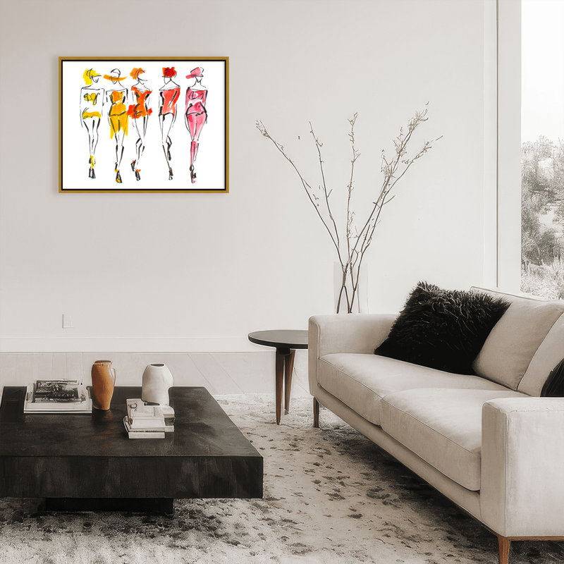 Pop Art & Retro Tangerine by  - Picture Frame Painting, 24" H x 30" W x 2.375" D, Framed Canvas, Gold