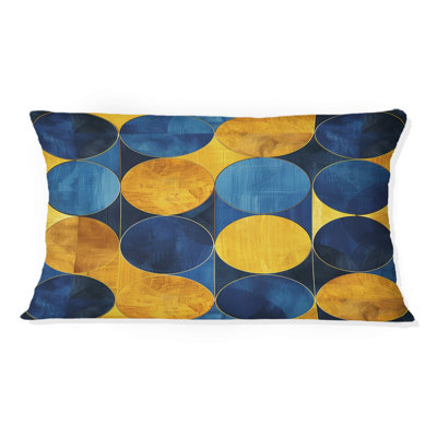 Blue Yellow Modern Circles IV - Modern Lumbar Pillow