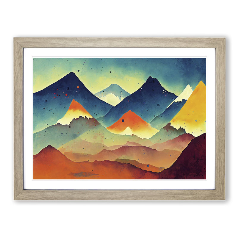 Mountain Splash Vol.3 Abstract - Framed Print, 25cm H x 34cm W x 2cm D, Oak Framed