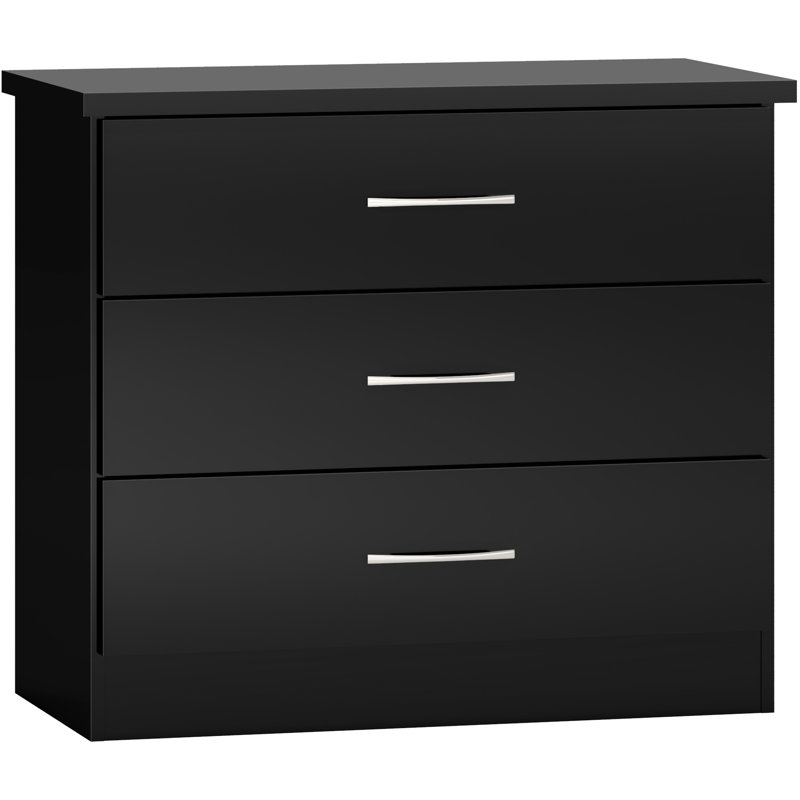 Cascio 3 Drawer Chest Of Drawers, Black