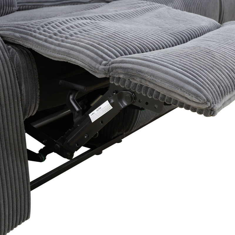 Double Manual Recliner Chair, Overstuffed Loveseat w/ Cupholders, Corduroy, Black