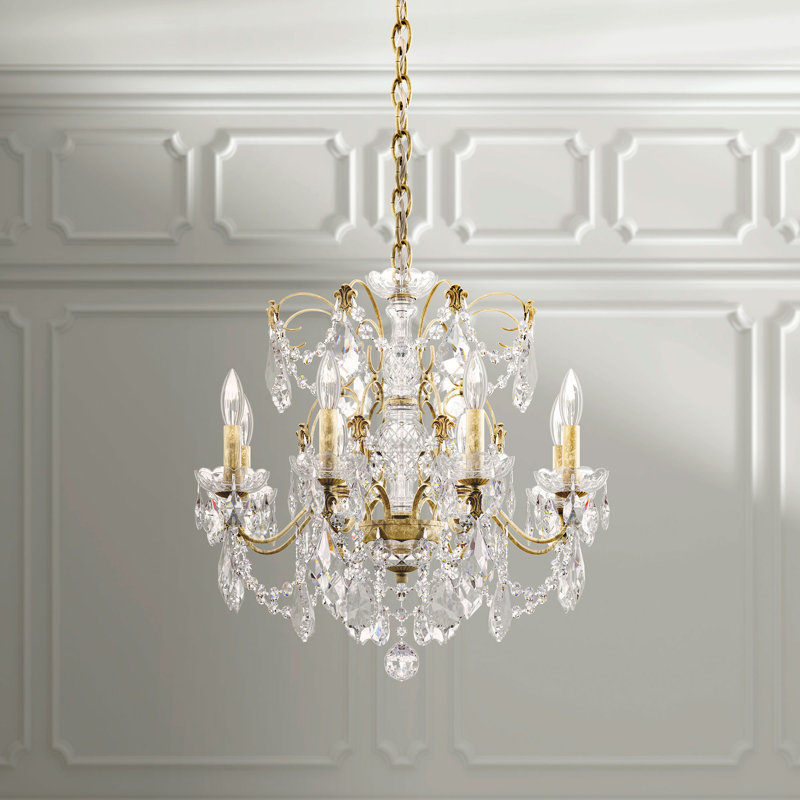 Century 8 - Light Candle Style Chandelier, French Gold, Heritage Handcut Crystal Clear