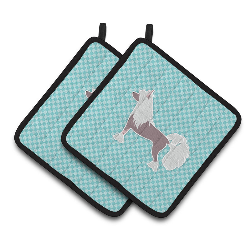 Cuisinier poignée à damier de crête avec damier east urban home, Bleu