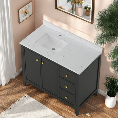 Meuble-lavabo moderne en bois avec lavabo, solution de salle de bain peu encombrante