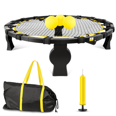 Ensemble de jeu d'extérieur rond en filet avec 3 balles, filet et sac de transport pour adultes et enfants
