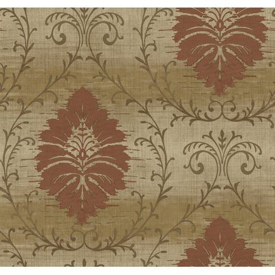  Designs Dune & Metallic Maroon Crenshaw Ombre Ogee Unpasted Wallpaper