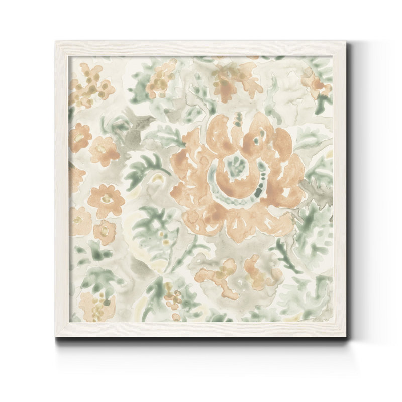 Tuile de jardin terre cuite, H 17 po x l 17 po x P 1,5 po, Toile blanche encadrée
