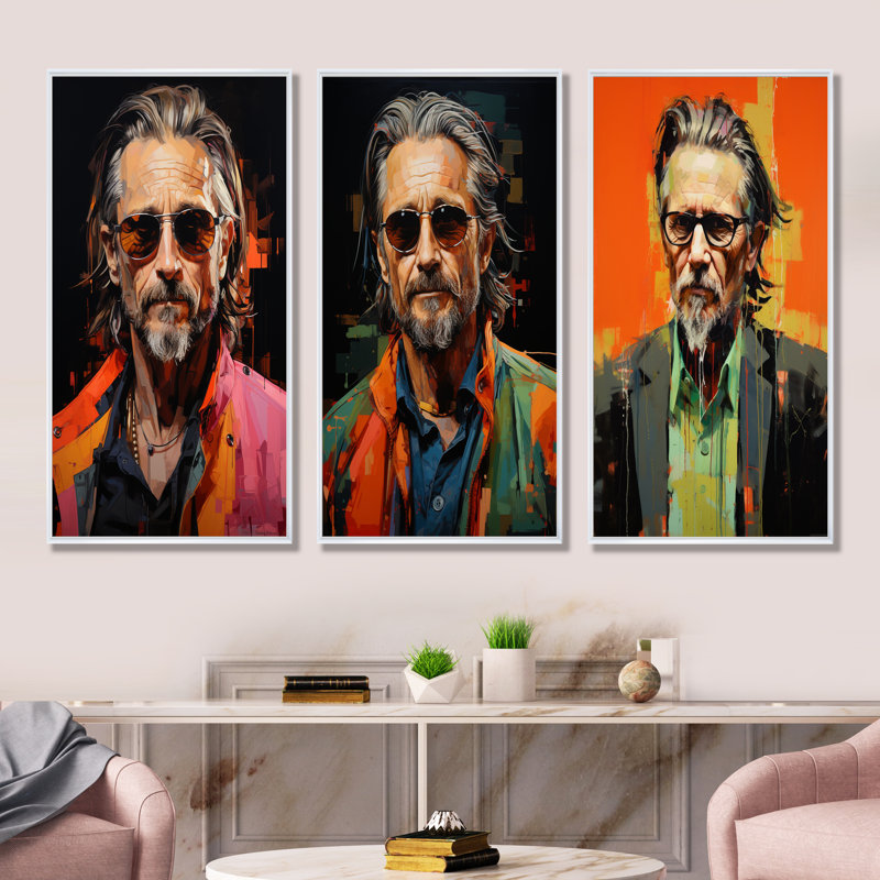 Portrait Pop Old Olive Pop Art, H 28 po x l 36 po, Cadre flottant blanc